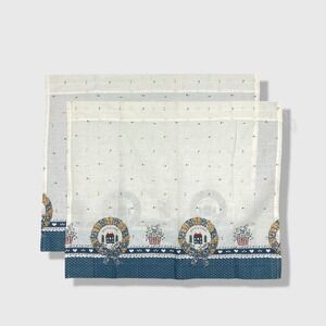 Unbranded Tier Curtains Set 30x24 White Blue Country Americana Cottagecore